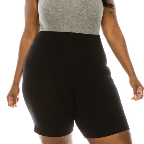 COTTON MADE IN USA PLUS SIZE BERMUDA BIKER SHORTS - Picture 1 of 3